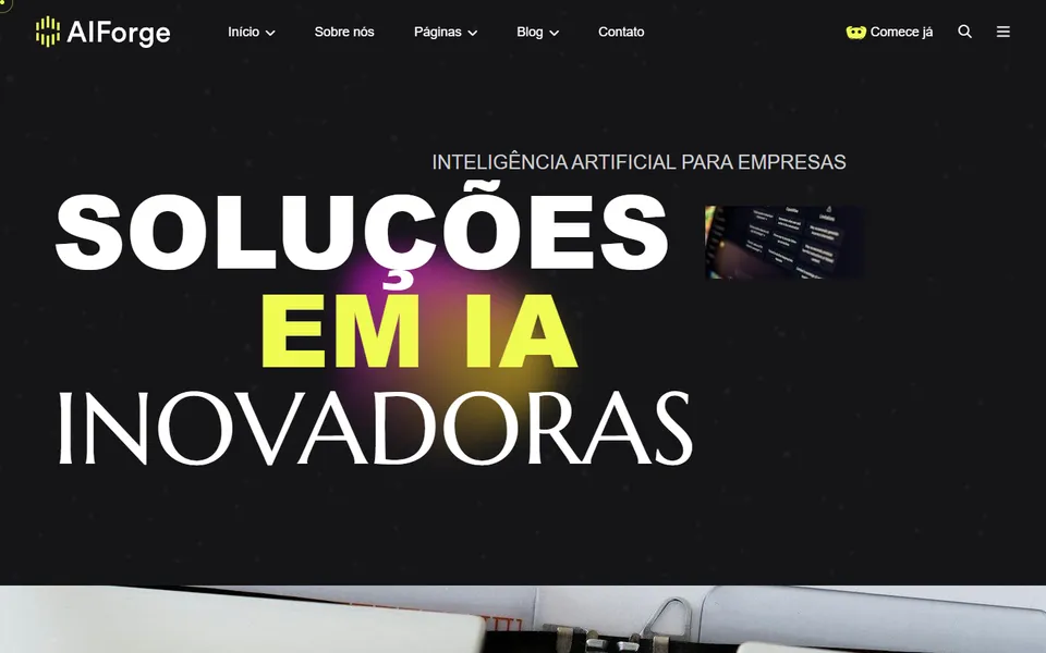 Página inicial do modelo de site AIForge, para tecnologia e ia