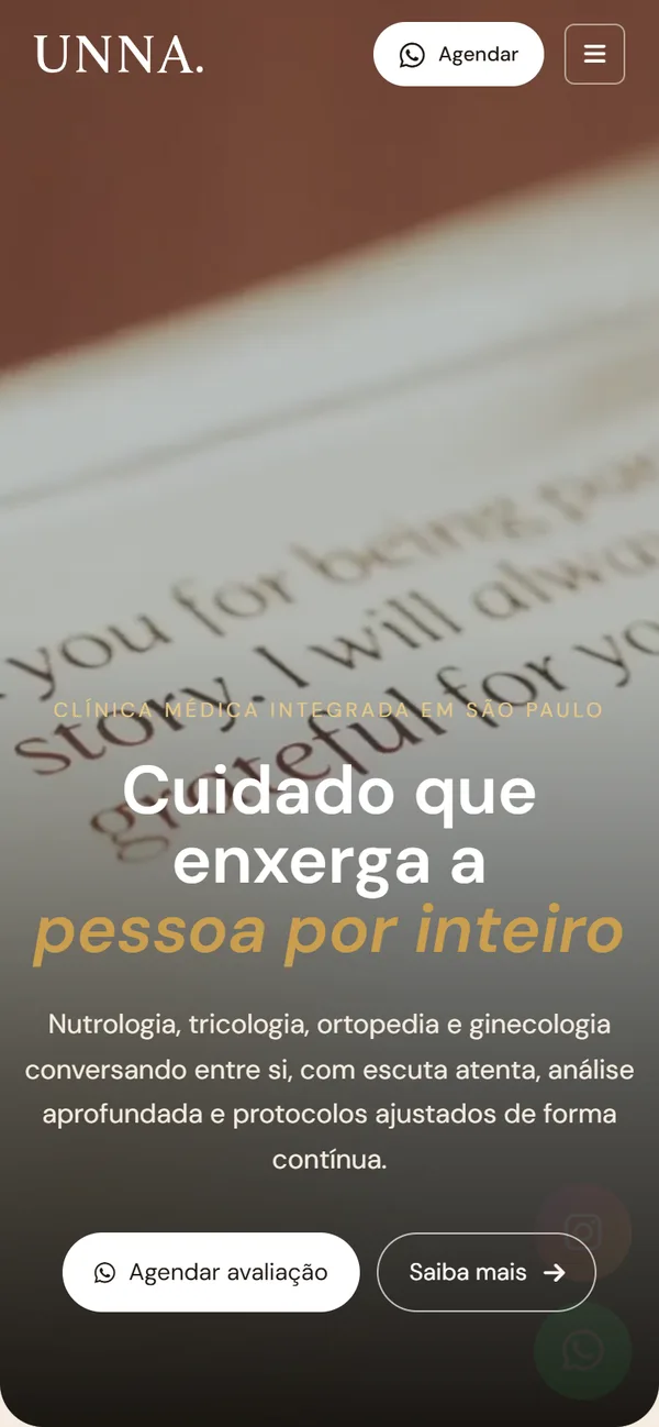 Site Espaço UNNA no celular