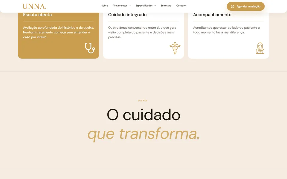Seção do site Espaço UNNA no desktop