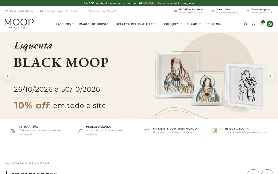 Página inicial do site MOOP no desktop