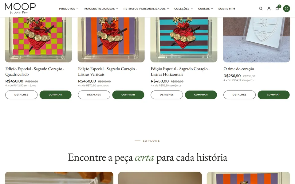 Seção do site MOOP no desktop