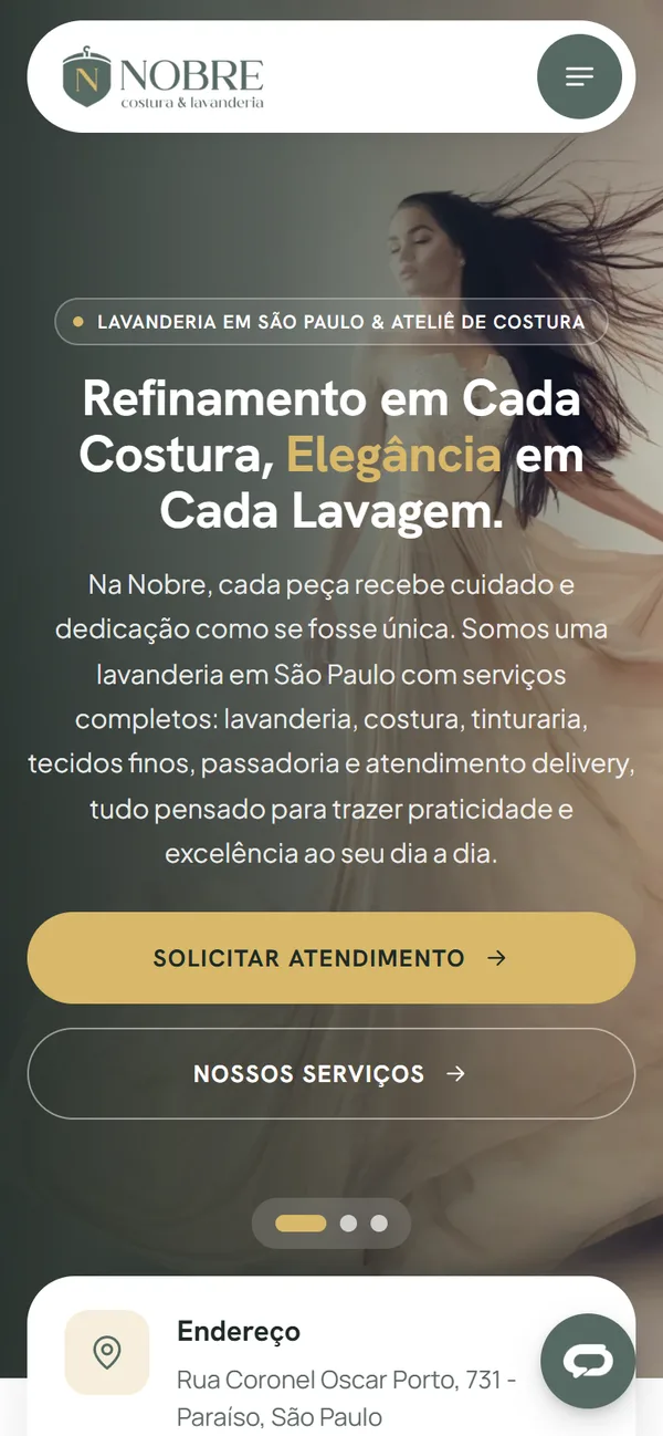 Site Nobre Costura & Lavanderia no celular